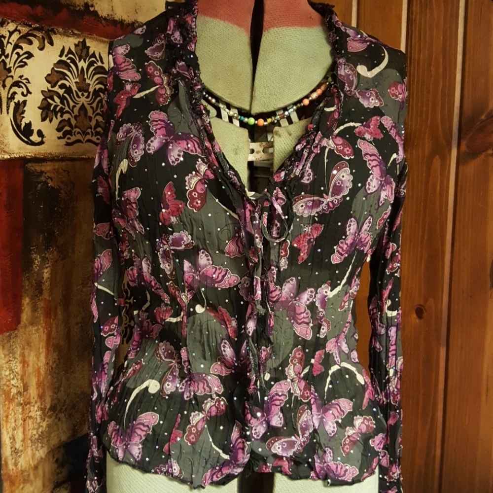 NO BOUNDARIES🦋BUTTERFLY PRINT BLOUSE